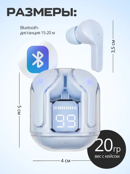 Simsiz Bluetooth naushnik LED displey, sensor boshqaruv, Type-C