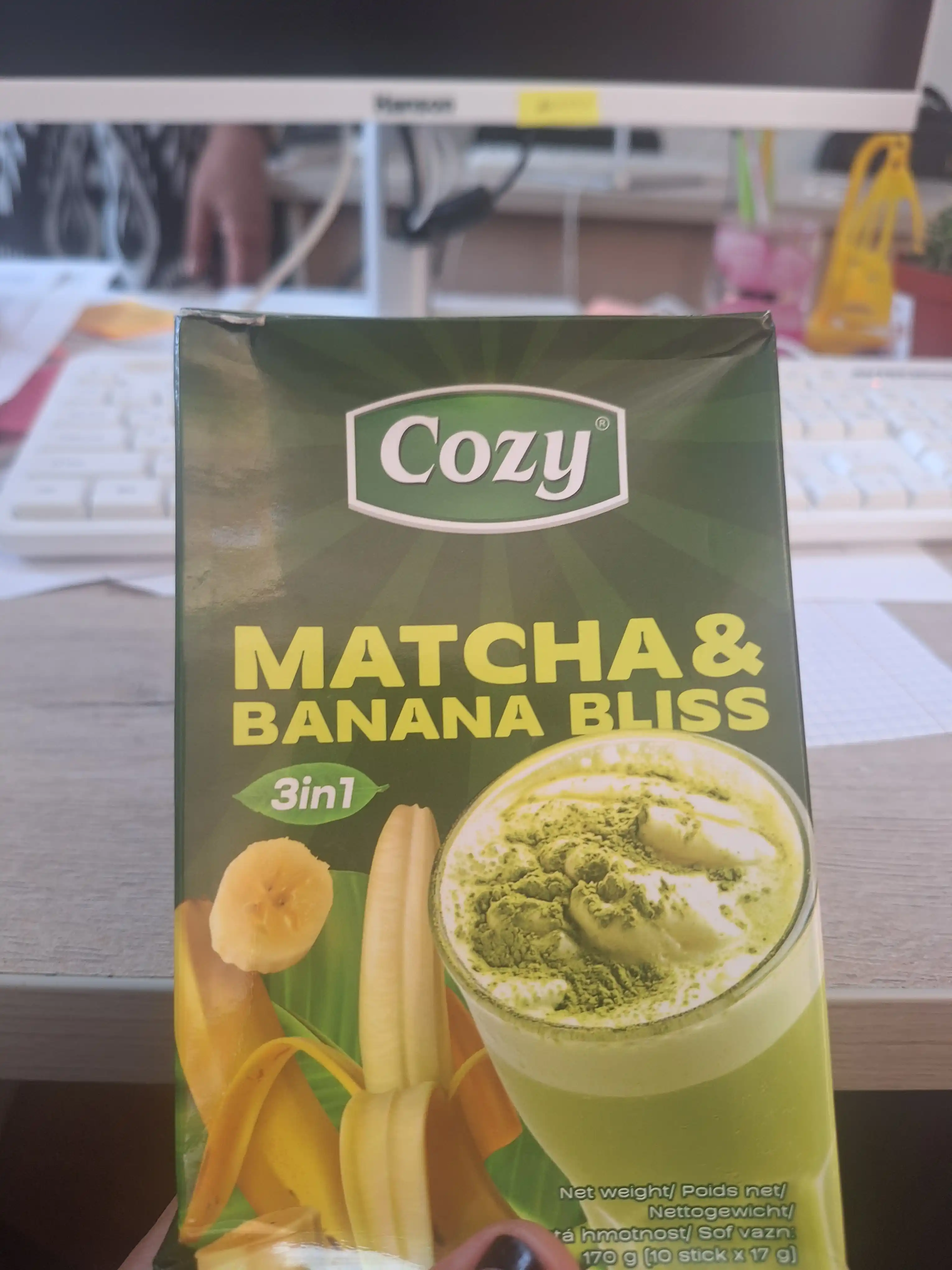 Energiya va tetiklik uchun tabiiy ichimlik Cozy Matcha va Banana Bliss, 3 tasi 1 da