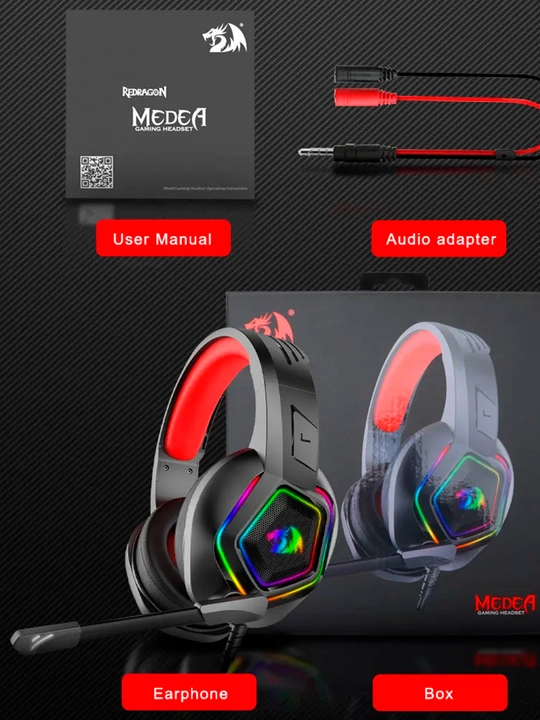Игровые наушники REDRAGON MEDEA H280 RGB, 3,5 мм, объемный звук
