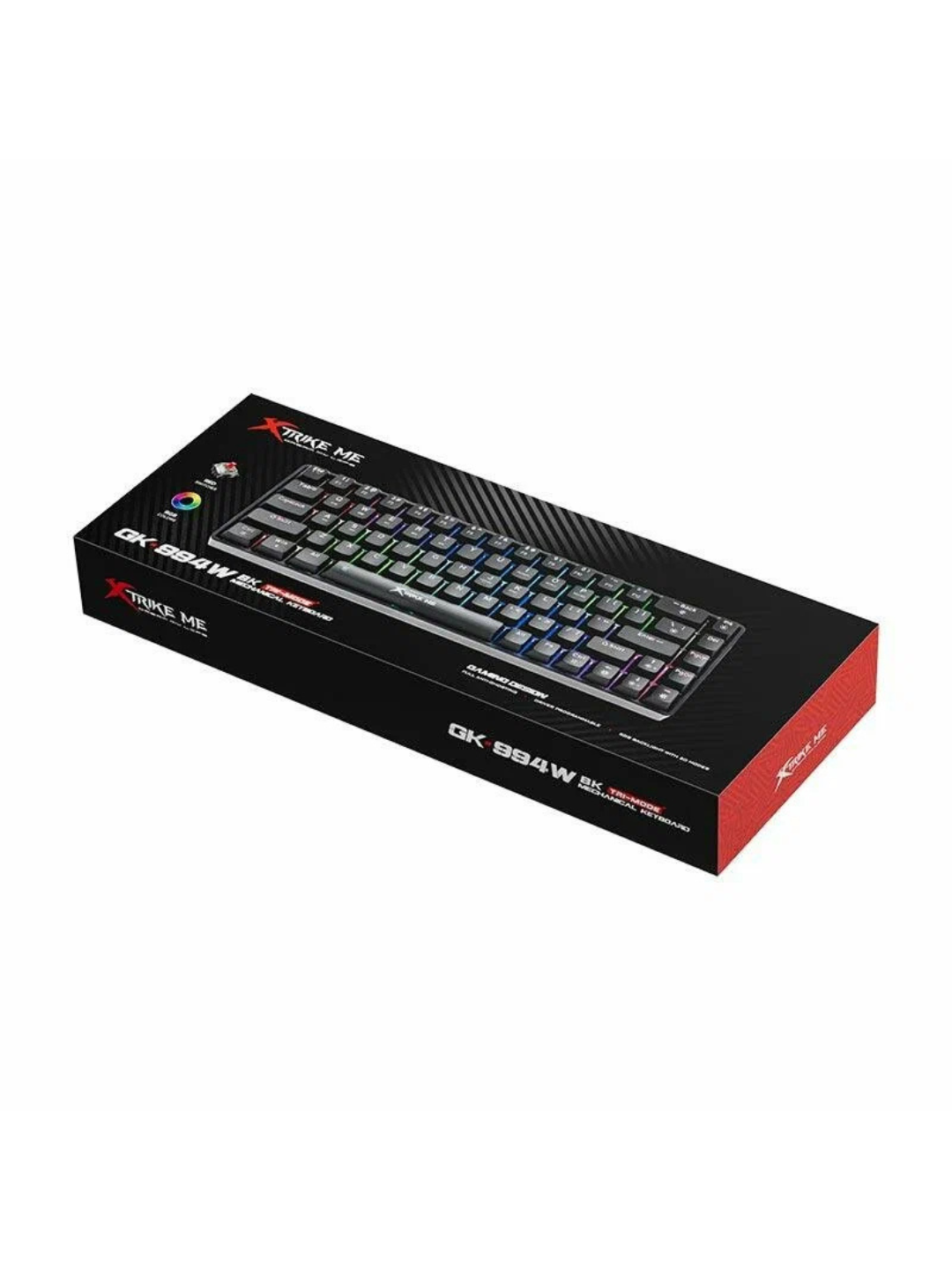XStrike Me GK-994W BK klaviaturasi, simsiz, mexanik, RGB yoritgichli - 