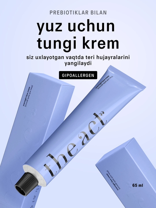 The Act vitaminlar va prebiotiklar bilan tungi oziqlantiruvchi yuz kremi, 65 ml