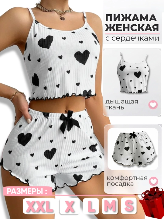 Pijama ayollar uchun, mayka va shortik - 