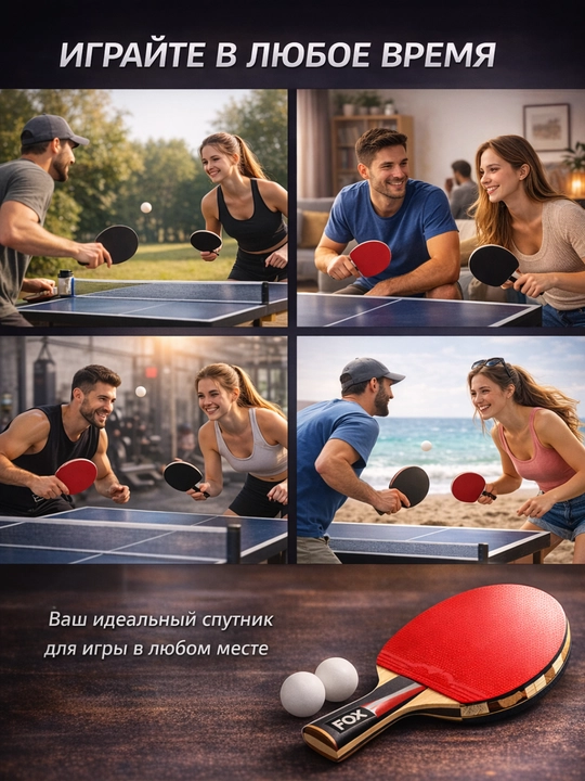 Ракеткa, набор для настольного тенниса fox 6002, Fox - 1 ракетки и чехол для игры