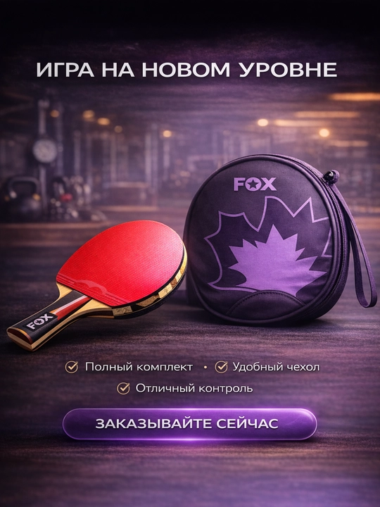 Ракеткa, набор для настольного тенниса fox 6002, Fox - 1 ракетки и чехол для игры