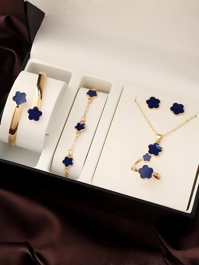 Коллекция украшений Van Cleef, колье, серьги, кольцо, цепочка для женщин — BARETTE-VCSETS-ТЕМНСИН