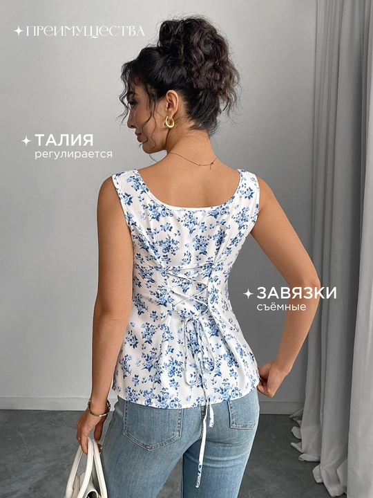 Ayollar bluzkasi, gul naqshli, yengsiz, yozgi, yengil, S-XL
