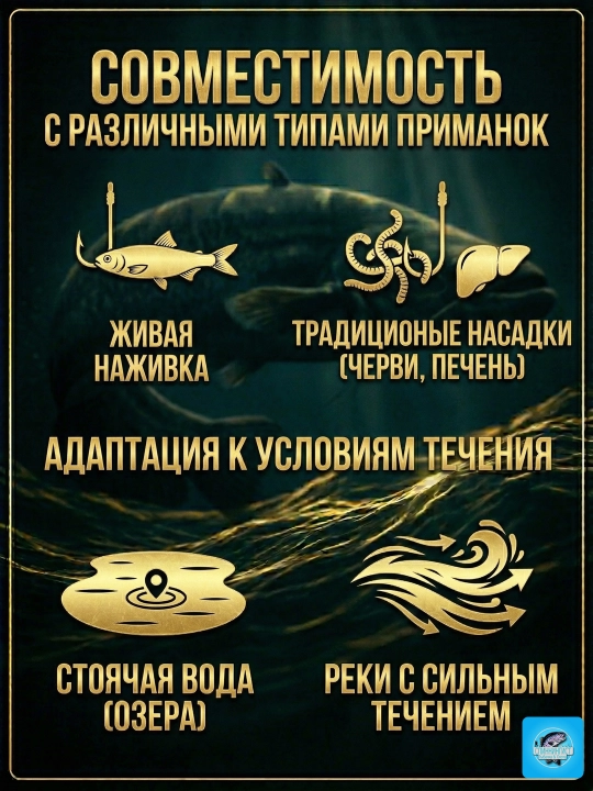 Готовый монтаж на сома с подводным поплавком. Оснастка для трофейной рыбалки (2 крючка)