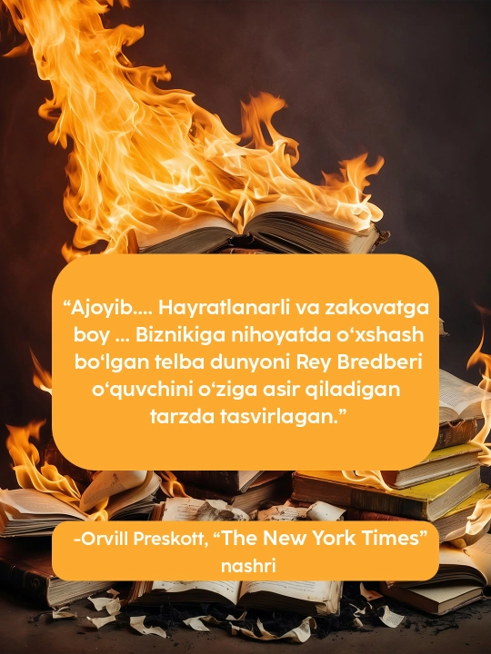 Китоб Рэй Брэдбери Фаренгейт буйича 451º, Роман, Фантастика, Жаҳон адабиёти