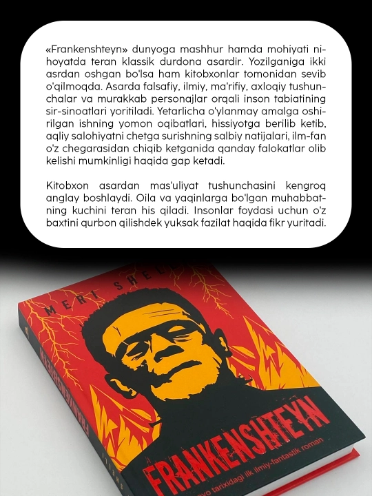 Frankenshteyn kitobi, Dunyodagi ilk ilmiy-fantastik roman, Meri Shelli - 
