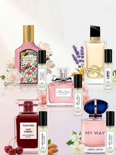Ayollar uchun atirlar to'plami Libre Lost Cherry,Gucci Flora, Miss Dior,My way,5 tasi 1 da - 