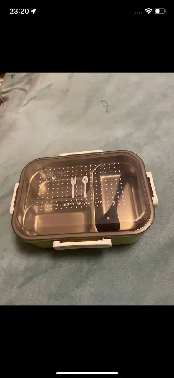 Lunch-box polatdan, 2 bo‘limli, termosumkali va qoshiq