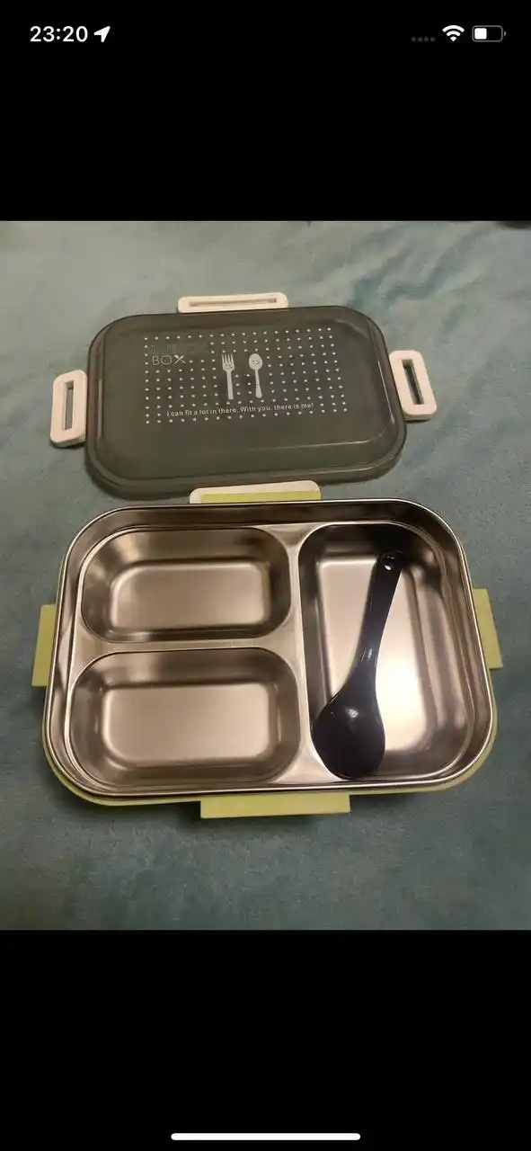 Lunch-box polatdan, 2 bo‘limli, termosumkali va qoshiq