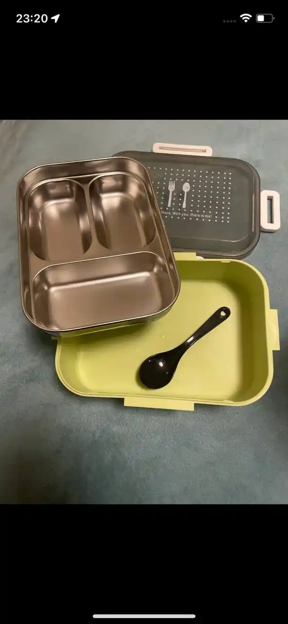 Lunch-box polatdan, 2 bo‘limli, termosumkali va qoshiq