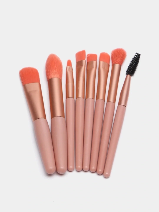 Makiyaj uchun cho‘tkalar to‘plami, 8 dona – yuz va ko‘z uchun professional brush set