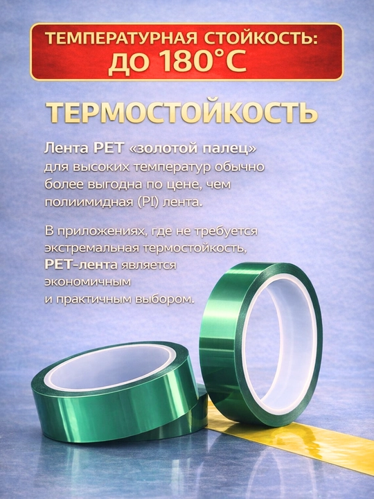 260°C gacha bo‘lgan issiqlikka chidamli PET lenta 20 mm - Yashil 66 m / Jigarrang 33 m