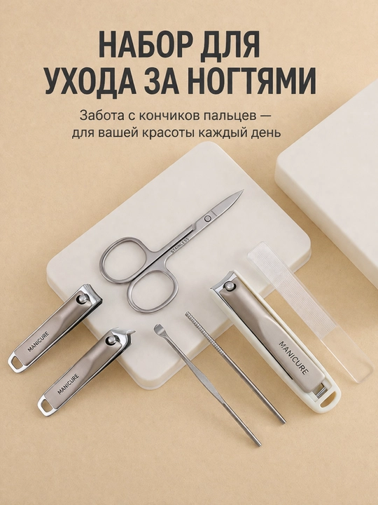 Маникюрный набор 7 в 1, профессиональные инструменты, дорожный кейс - 