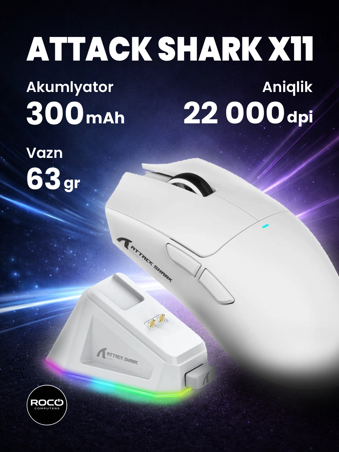 ATTACK SHARK X11 - Беспроводная игровая мышь за 278900 сум со скидкой 54%. Uzum Market