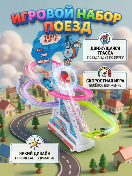 Веселые поезда, музыкальные, 5 функций, веселые, веселые, 3+, Китай - 