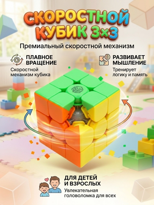 Кубик рубик 3X3X3, 6+ - 