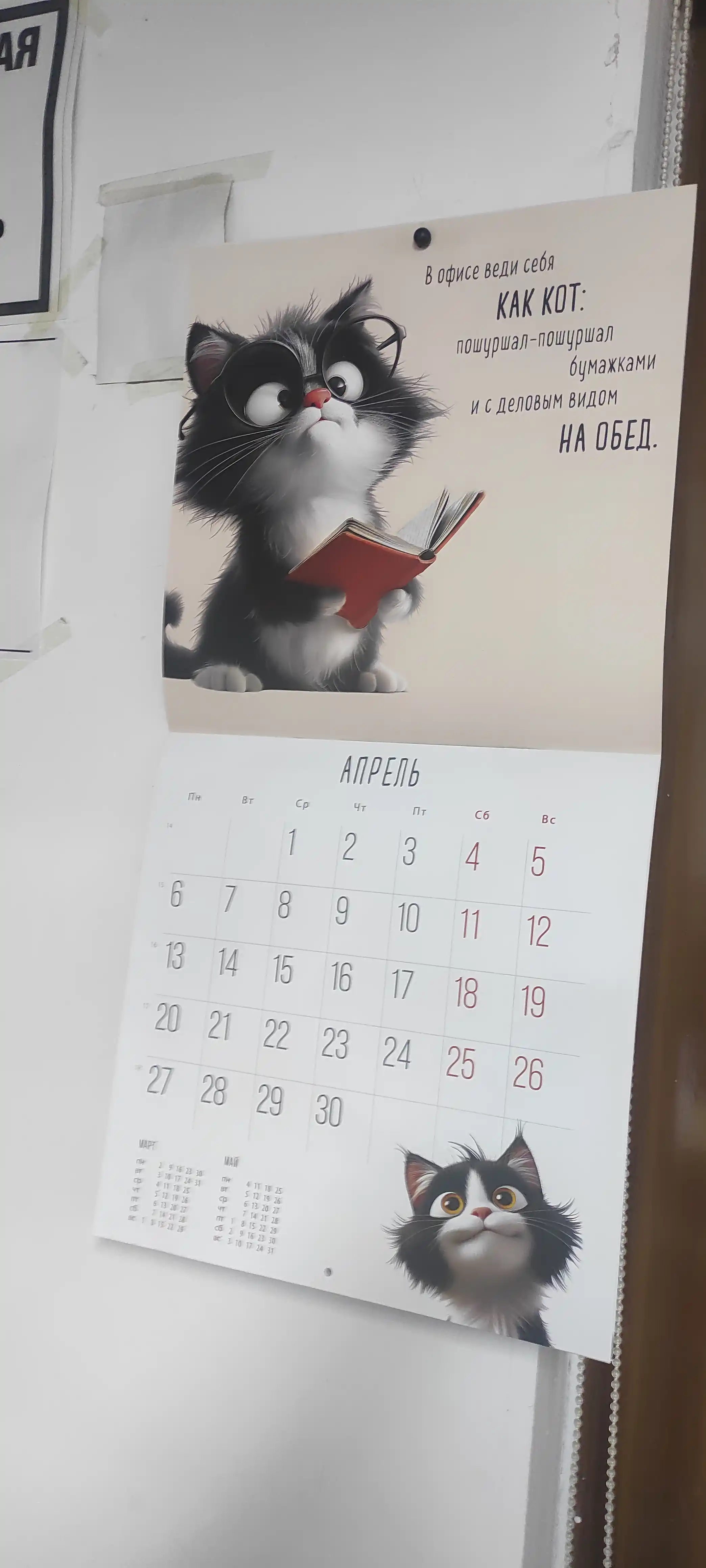 Devor uchun aylantiriladigan kalendar, 29×29, motivatsion yozuvlar bilan, rangli dizayn