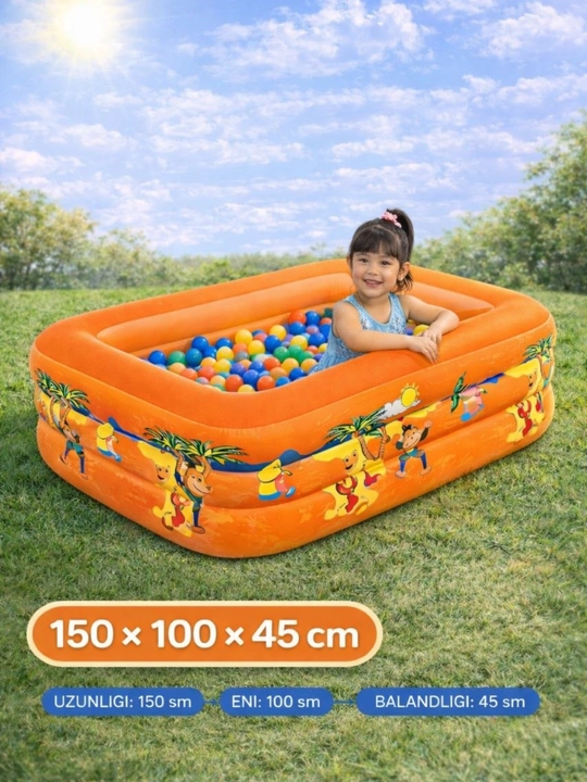 Детский надувной бассейн  (150×100×45 см) — прочный и безопасный