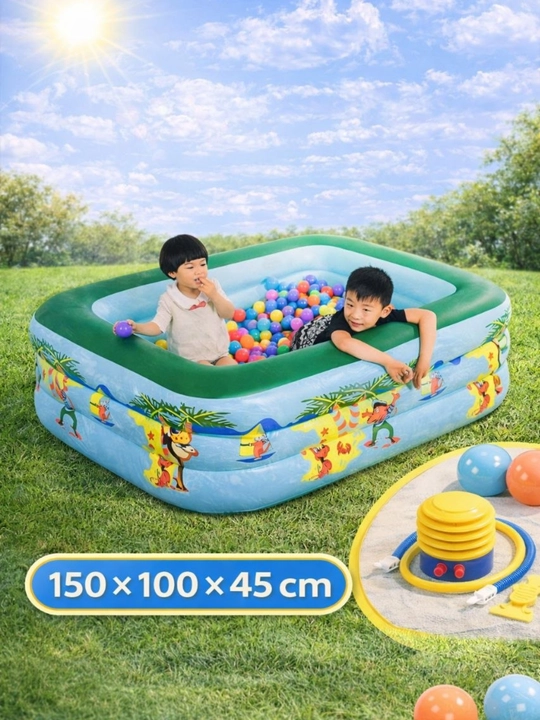 Детский надувной бассейн  (150×100×45 см) — прочный и безопасный