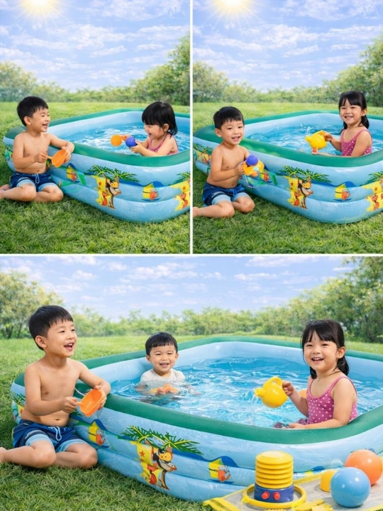 Bolalar uchun  puflanadigan basseyn (150×100×45 sm) — mustahkam va xavfsiz - 