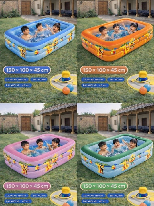 Детский надувной бассейн  (150×100×45 см) — прочный и безопасный