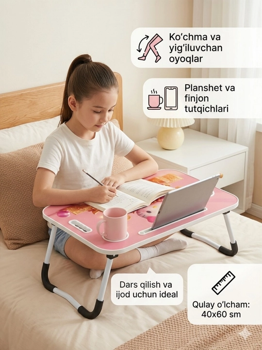Bolalar uchun ko'p funksiyali yig'iluvchi stol-planshet (padstavka) - 
