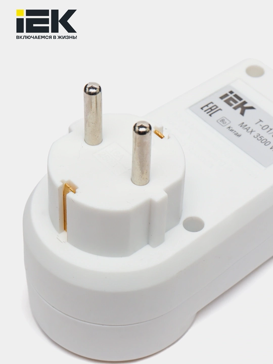 Розетка Адаптер Т-01/01 1 место 2P+PE 16А 2хUSB 2,1A белый IEK