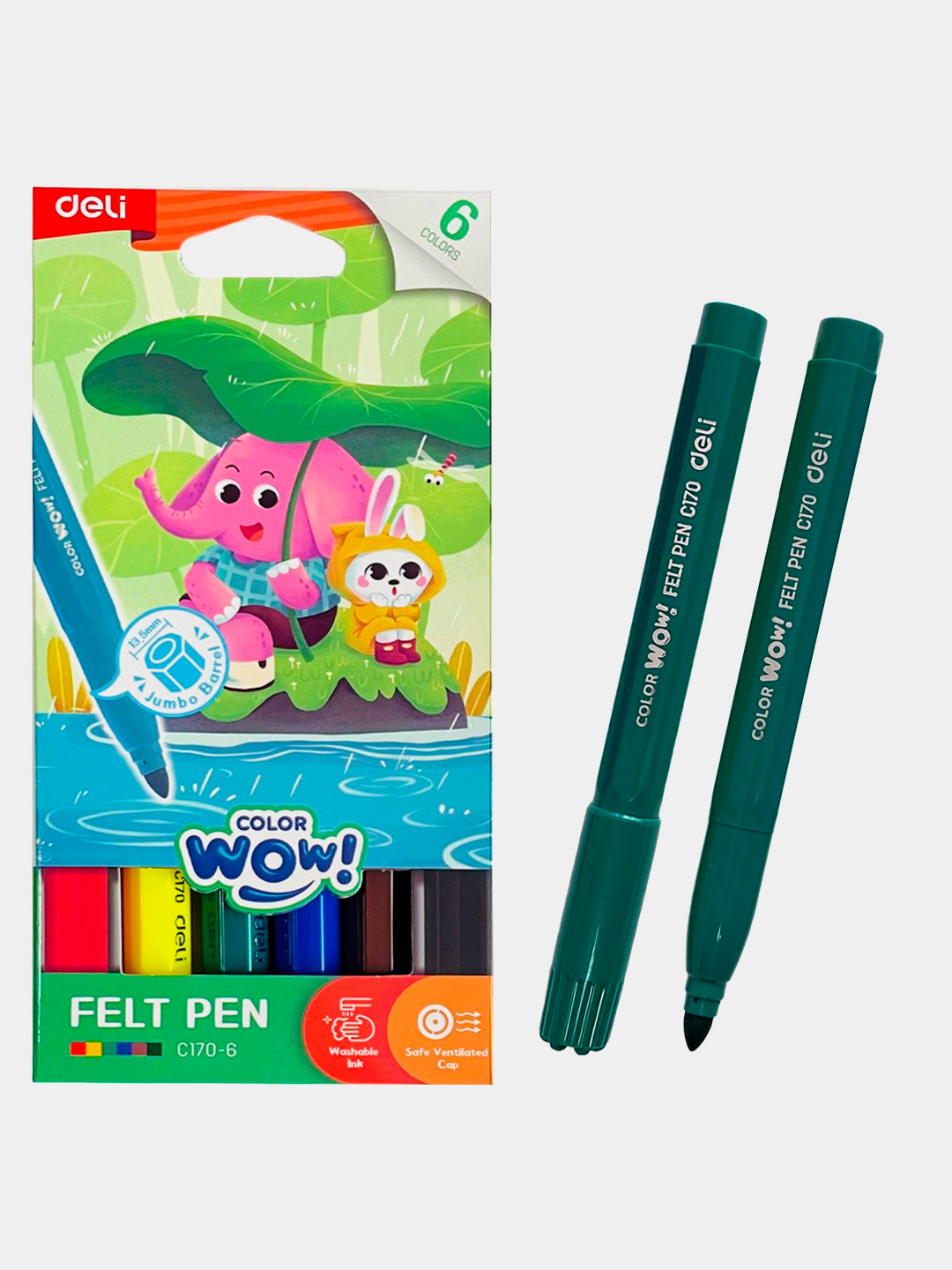 6 xil rangli flomasterlar WOW EC170-6 Deli - 