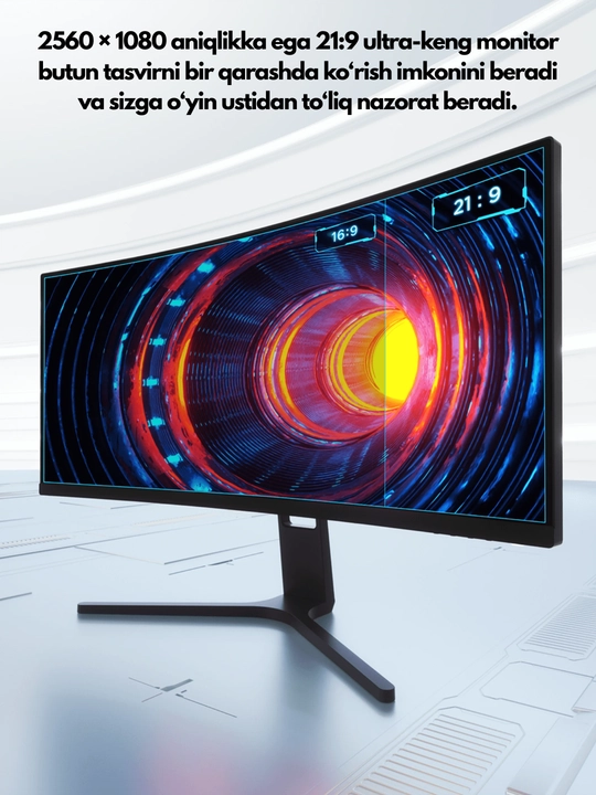 O`yin Monitorlari Xiaomi Curved,Flat Gaming 30"-24",240Hz,200Hz,1 MS,(2560 × 1080) WFHD