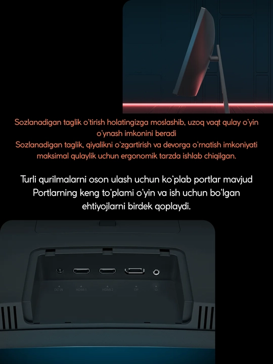 O`yin Monitorlari Xiaomi Curved,Flat Gaming 30"-24",240Hz,200Hz,1 MS,(2560 × 1080) WFHD