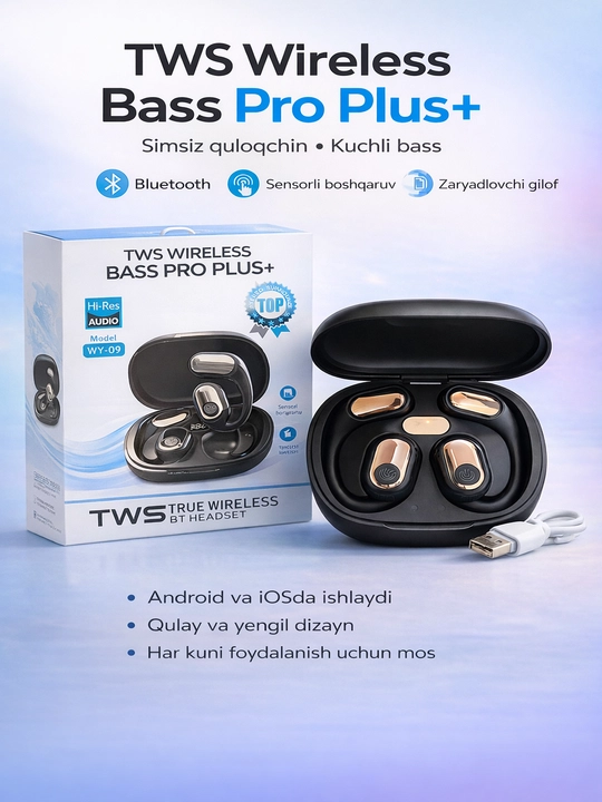 TWS Wireless Bass Pro Plus+ simsiz quloqchin (WY-09) - 