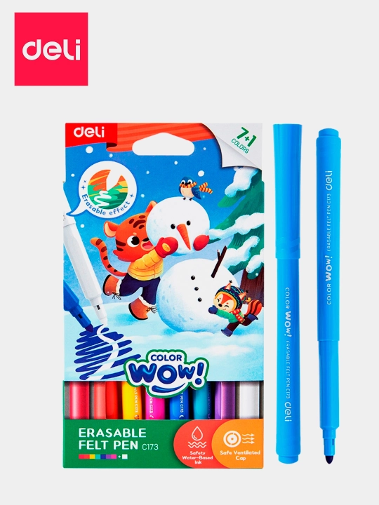 VOY EC173 Deli 7 rangli + 1 ta o'chiriladigan flomaster - 