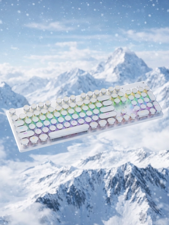 RGB Retro Mexanik Klaviatura – Dumaloq Tugmalar, LED Yoritish, USB