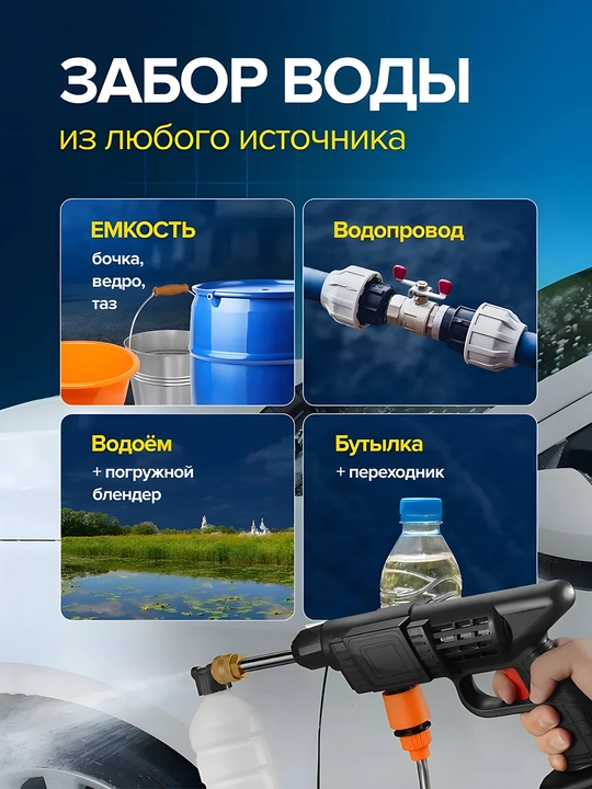 Автомойка высокого давления, 2 батареи по 48 Вт, с пластиковой коробкой