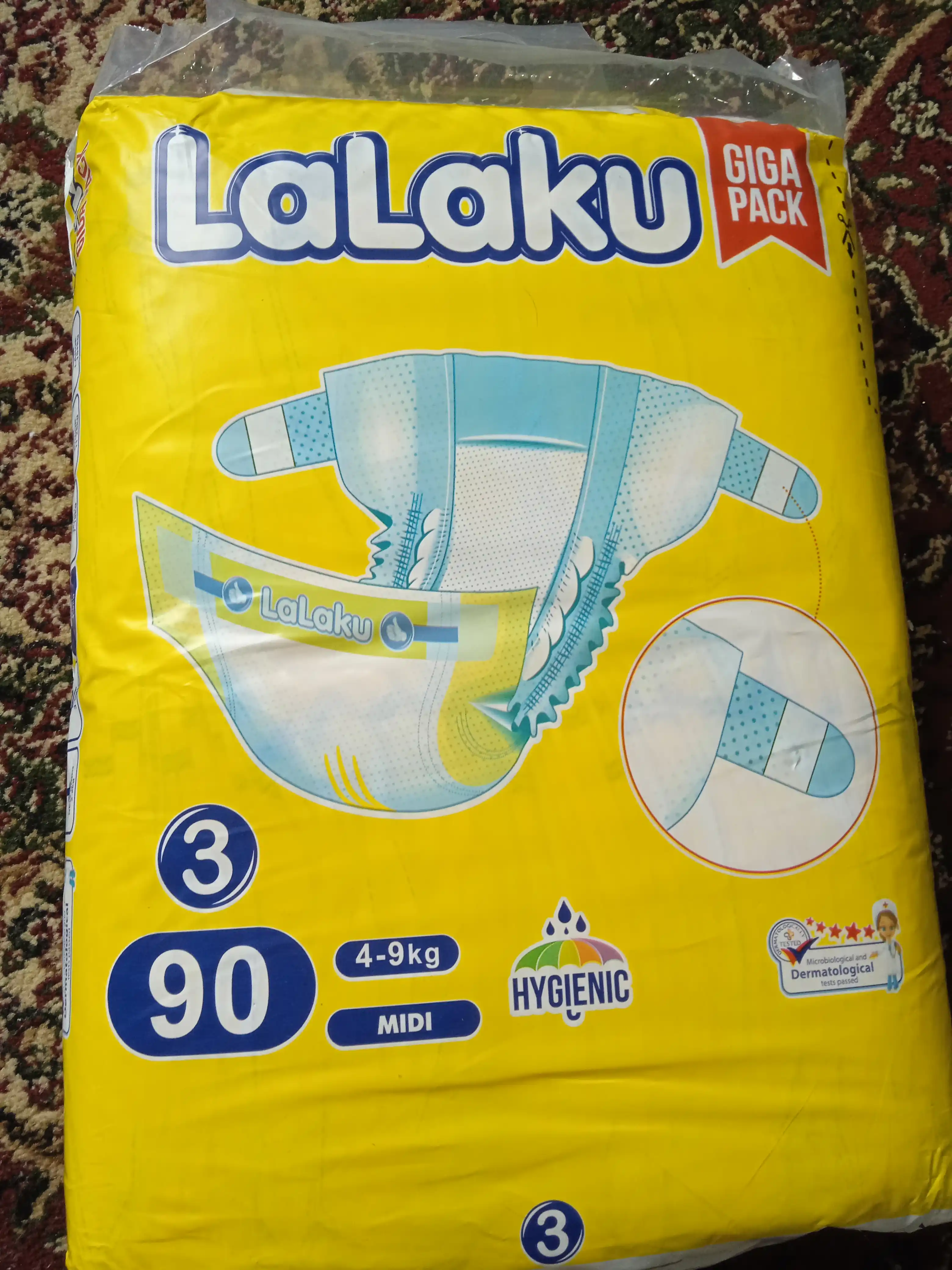 Подгузники LALAKU GIGA PACK 3, для малышей,  4-9 кг, 90 шт