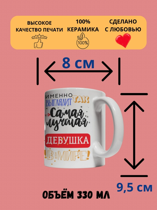 Кружка в подарок, с принтом, керамическая, бокал, для Папы, Мамы, Жене