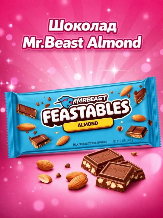 Shokolad Mr. Beast Milk Almond Bodom - 
