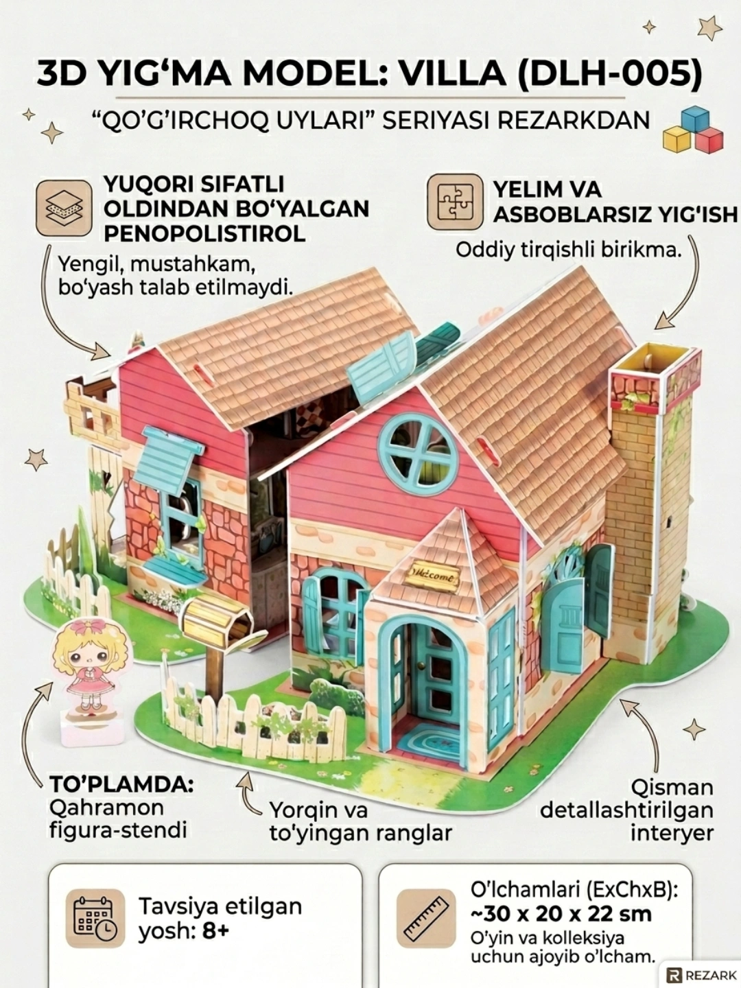 Сборные модели "REZARK", Серия "Кукольные домики" Вилла