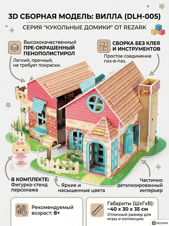 Сборные модели "REZARK", Серия "Кукольные домики" Вилла