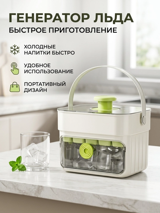 Форма для льда с контейнером и кнопкой быстрого извлечения «One-Touch», 25 ячеек - 