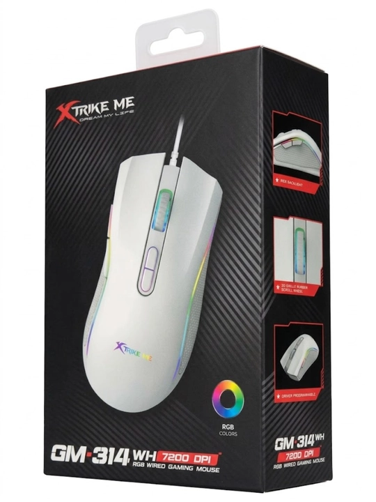 Xtrike Me GM-314 WH Simli Geymerlar Sichqonchasi, 7200 DPI, RGB