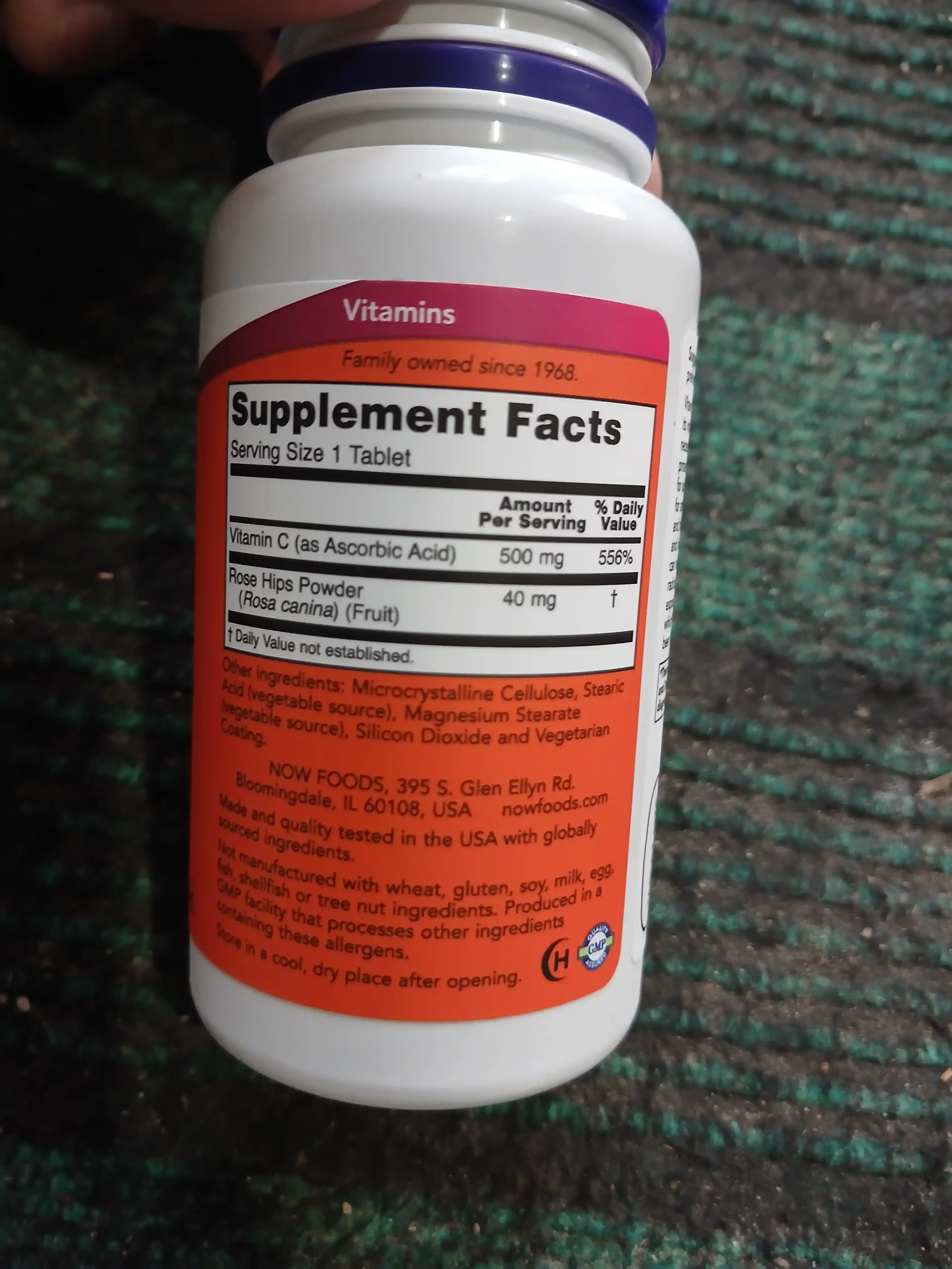 NOW Supplements, Vitamin C 500 mg va 1000 mg na'matak bilan, Halol