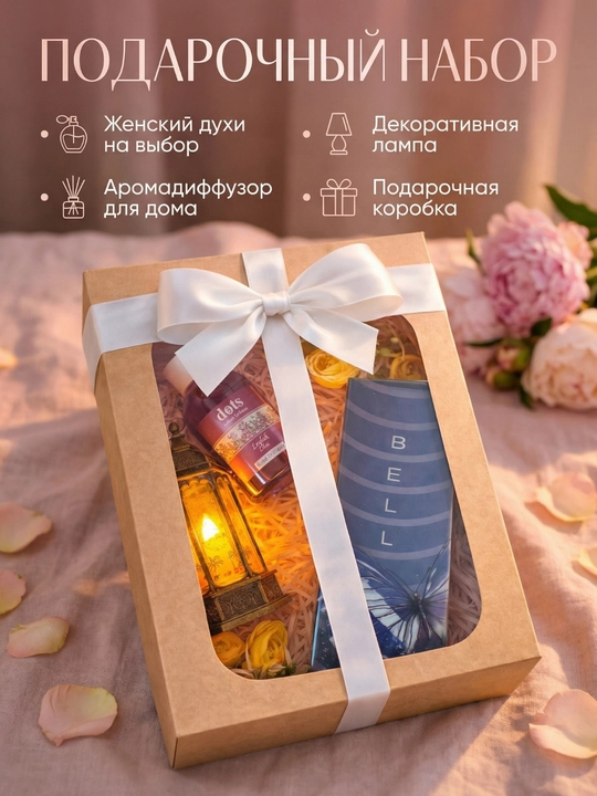Подарочный набор для женщин: Духи + Аромадиффузор + Декоративная лампа — готовый giftbox - 