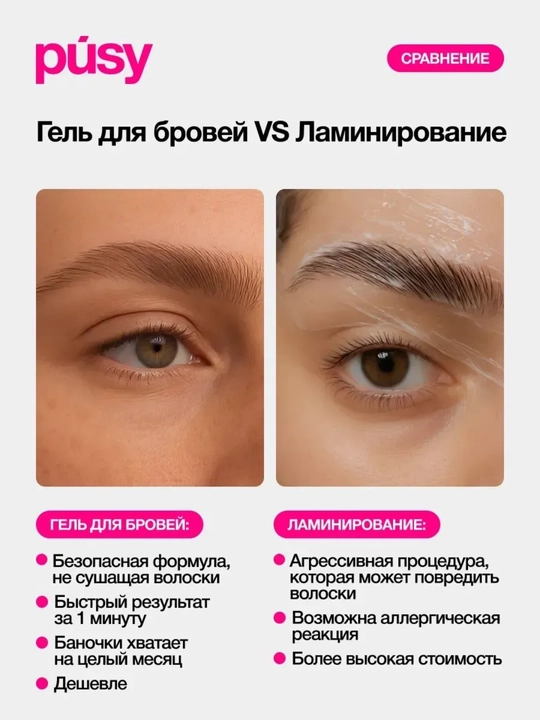Qoshlar uchun gel, kuchli fiksatsiya, laminatsiya effektiga ega, 5 ml