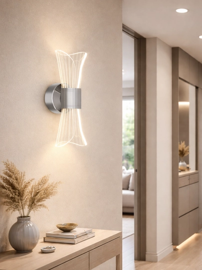 Настенный LED светильник, современный дизайн, 3 режима освещения — MYHOME3-00020-СЕРМЕТ