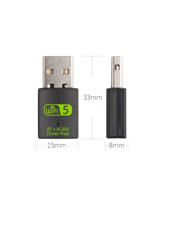 Wi-Fi 5Ghz + Bluetooth 5 USB  Адаптер 2-в-1  AC600 Dual Band