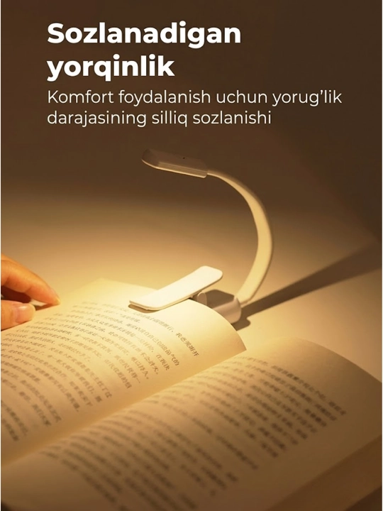 Kitob o‘qish uchun lampa, yoritgich va simsiz yoritgich